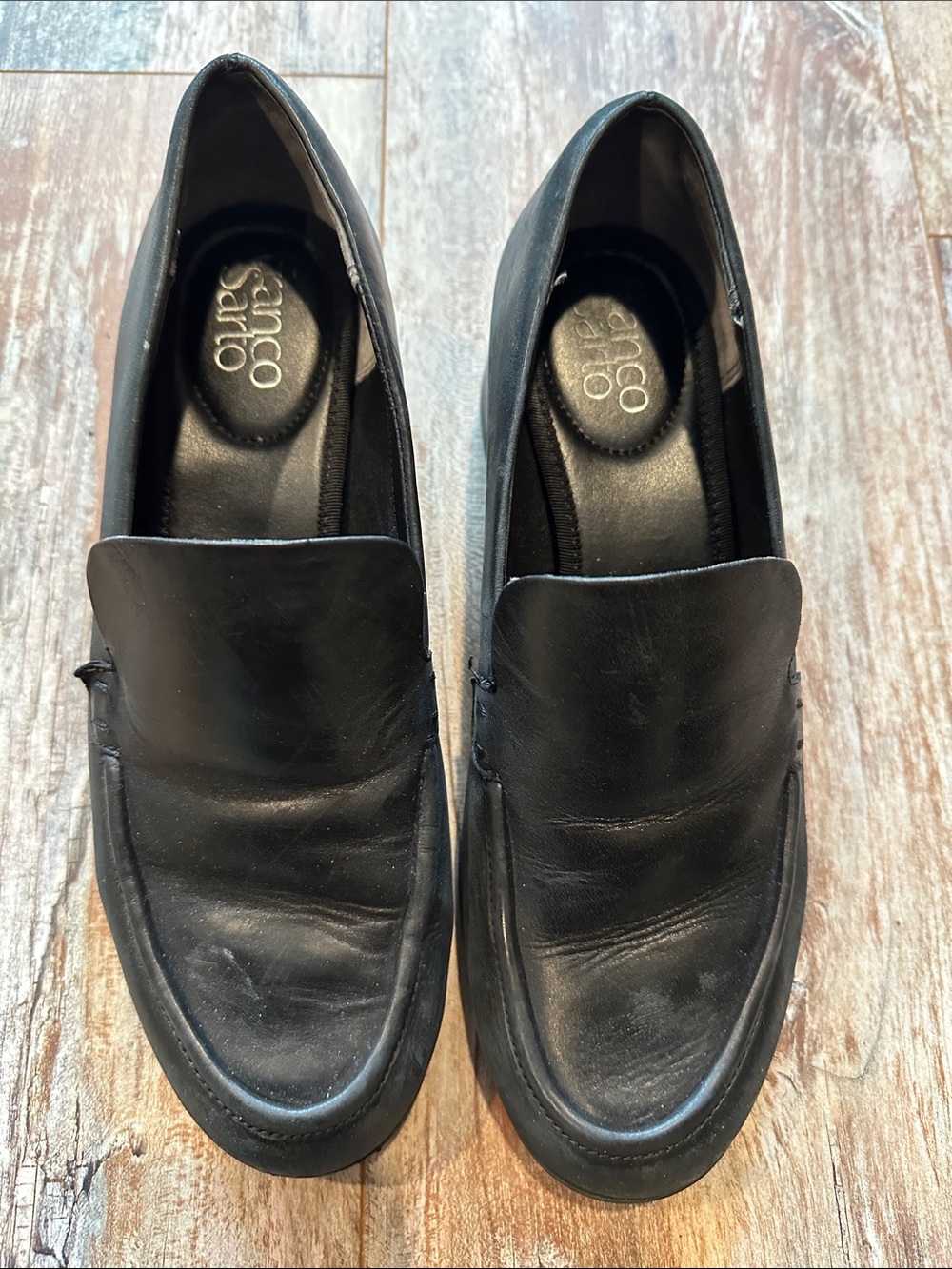 Franco Sarto Black Leather Slip-On Loafers